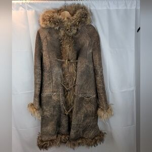 Joie Fur Trimmed Real Shearling Coat Size M In EUC
